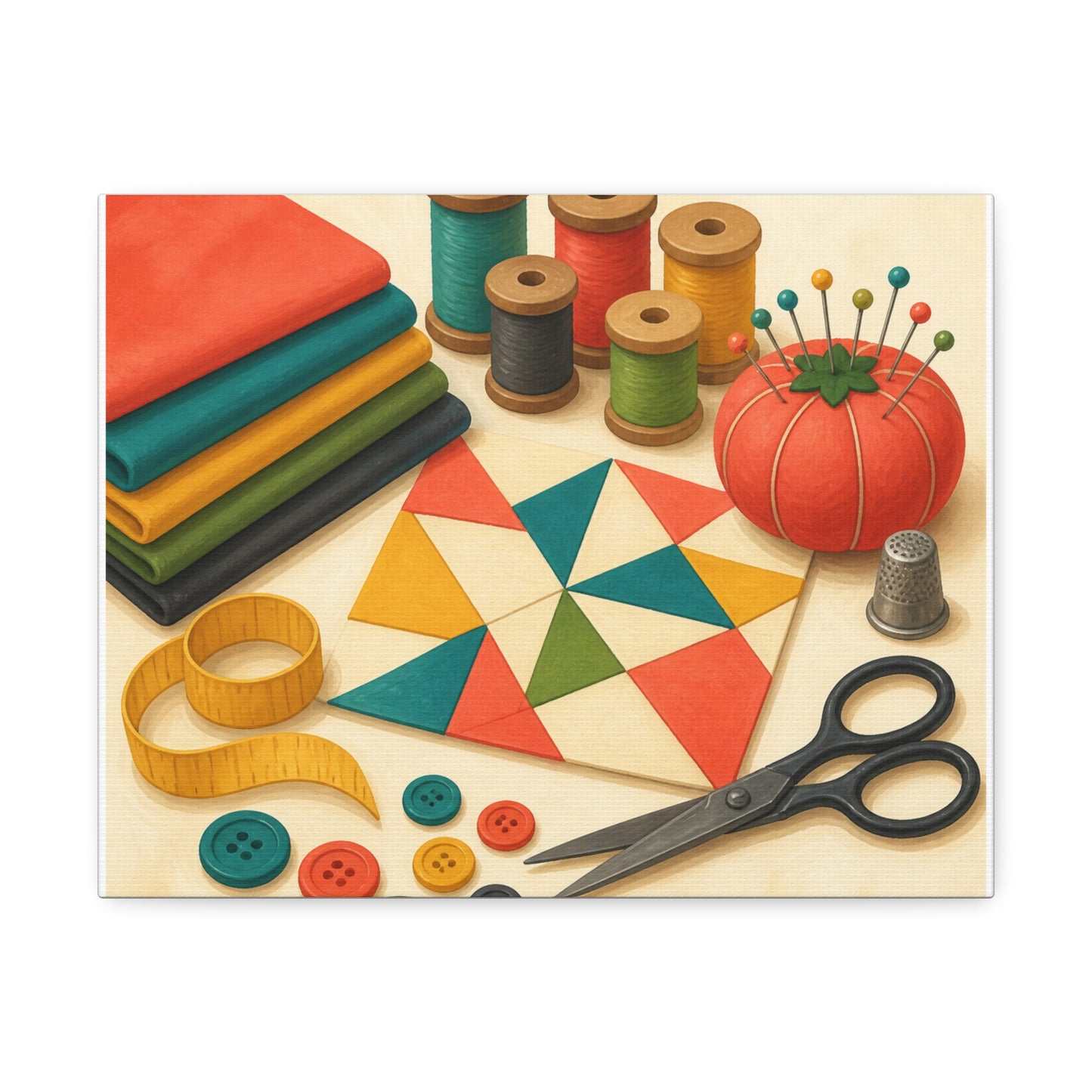 Colorful Sewing and Quilting Hobby Canvas Art