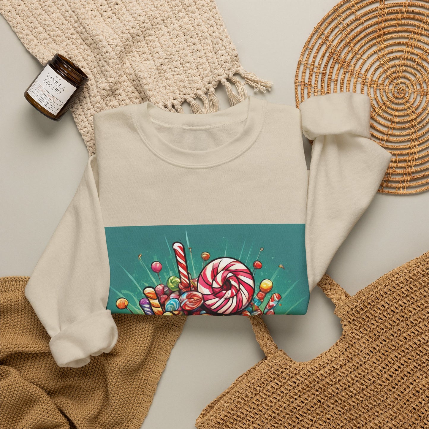 Holiday Candy Bucket Sweets Gift Art Sweatshirt