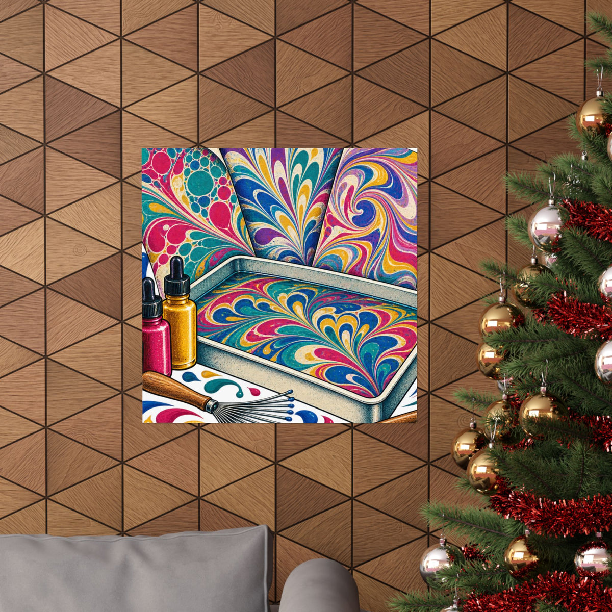 Colorful Paper Marbling Workshop Poster