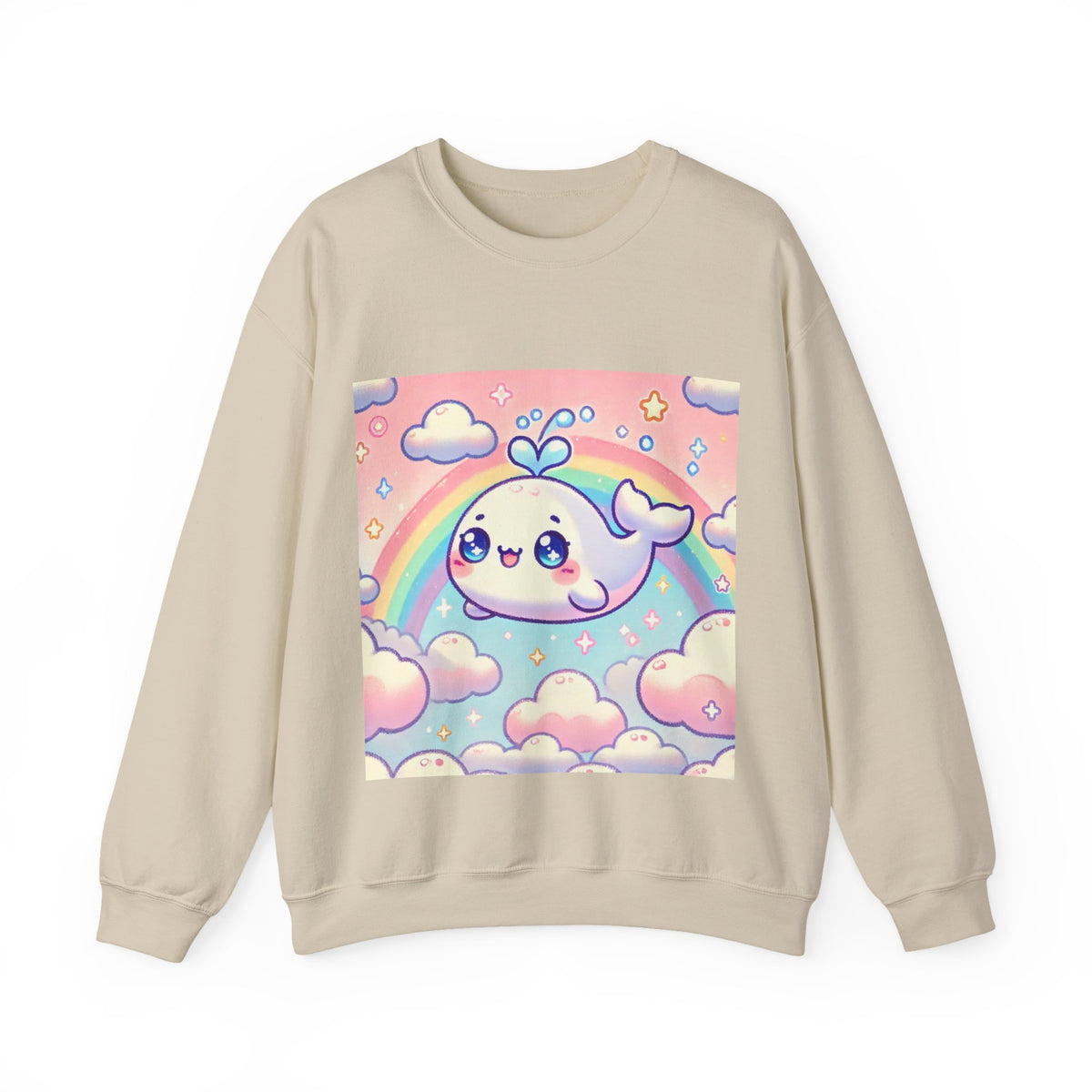 Kawaii Rainbow Whale Pastel Cloud Sweatshirt