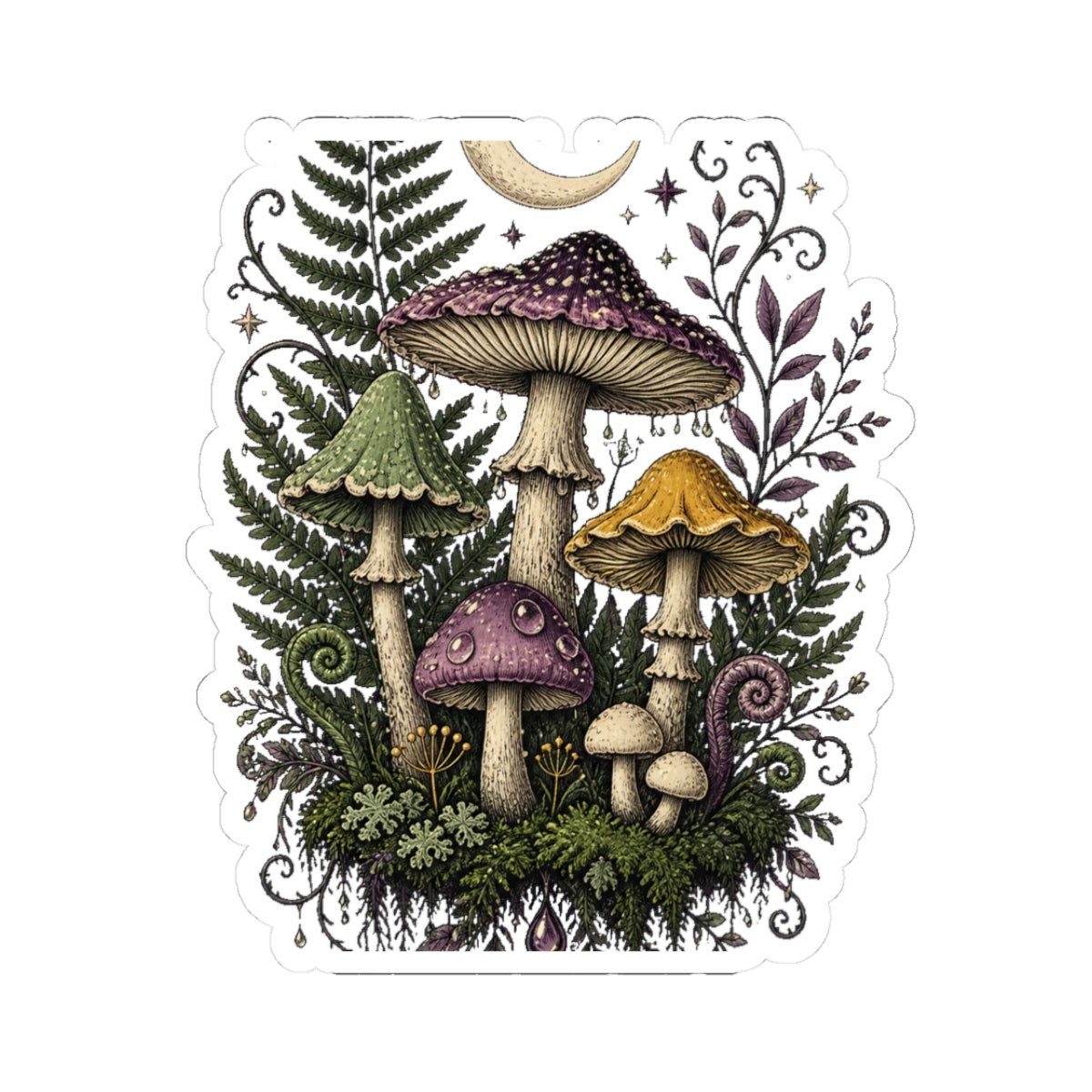 Midnight Mushroom Field Notes Botanical Mushroom Sticker