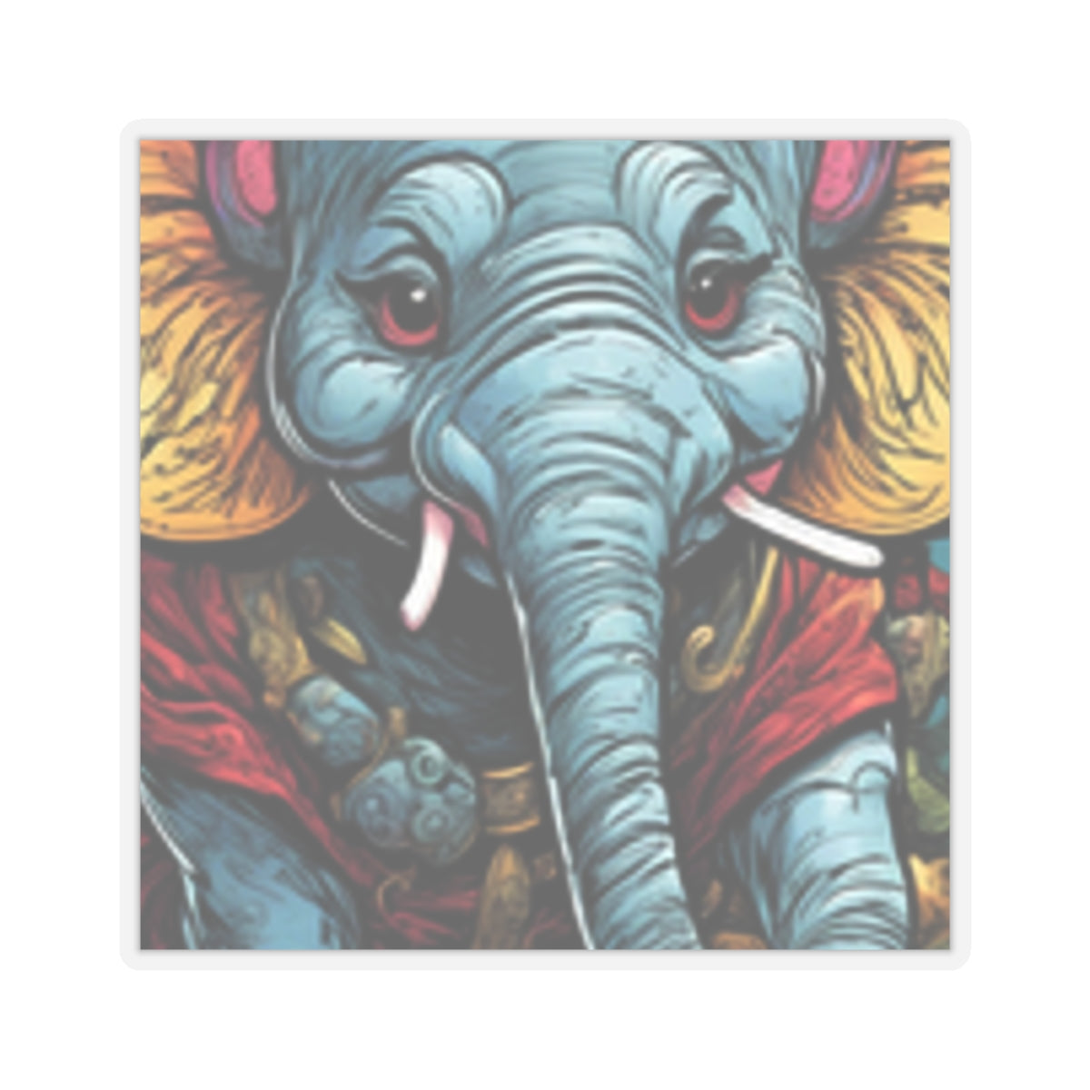 Colorful Elephant Garden Parade Cute Wildlife Animal Art Sticker