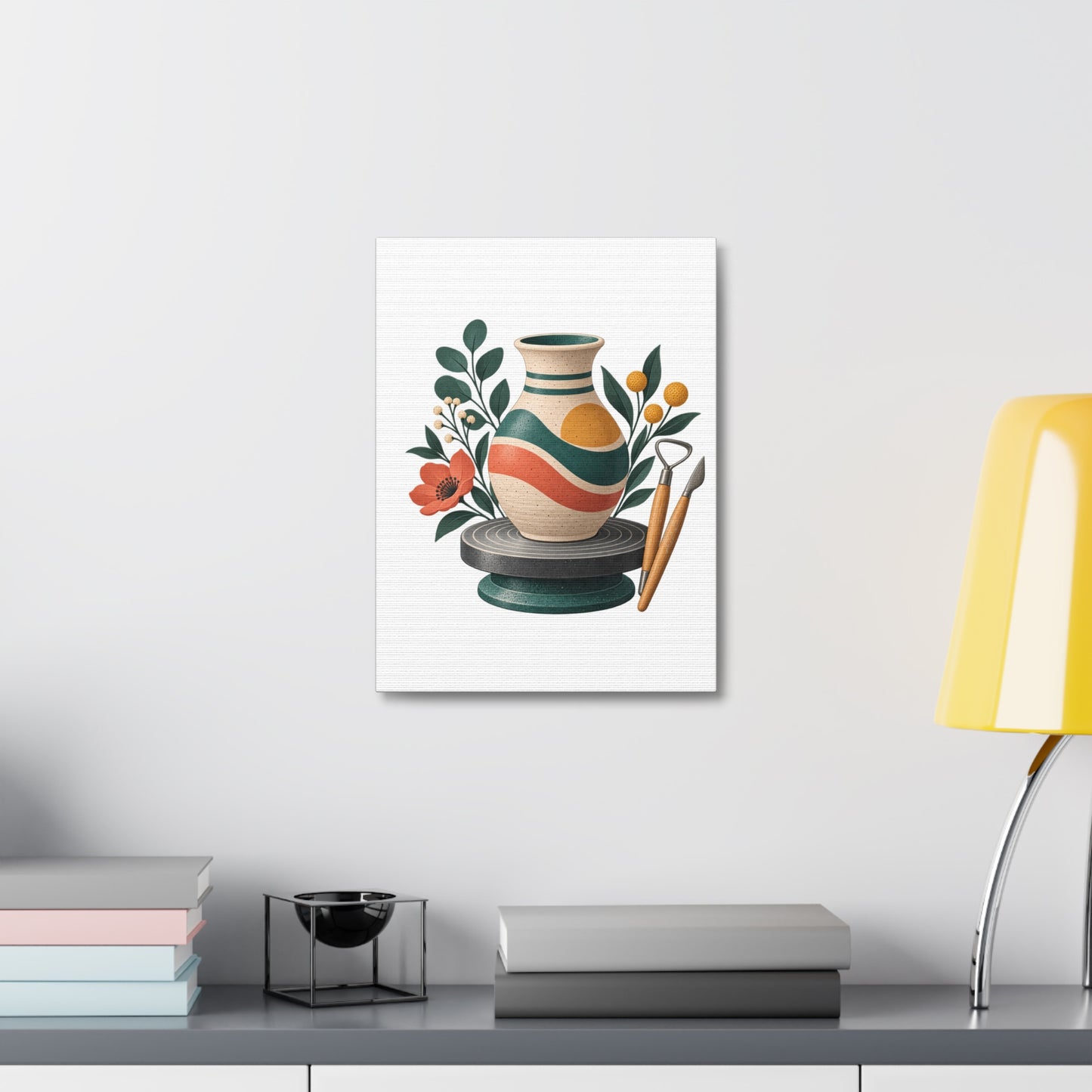 Midcentury Pottery Botanical Art Canvas