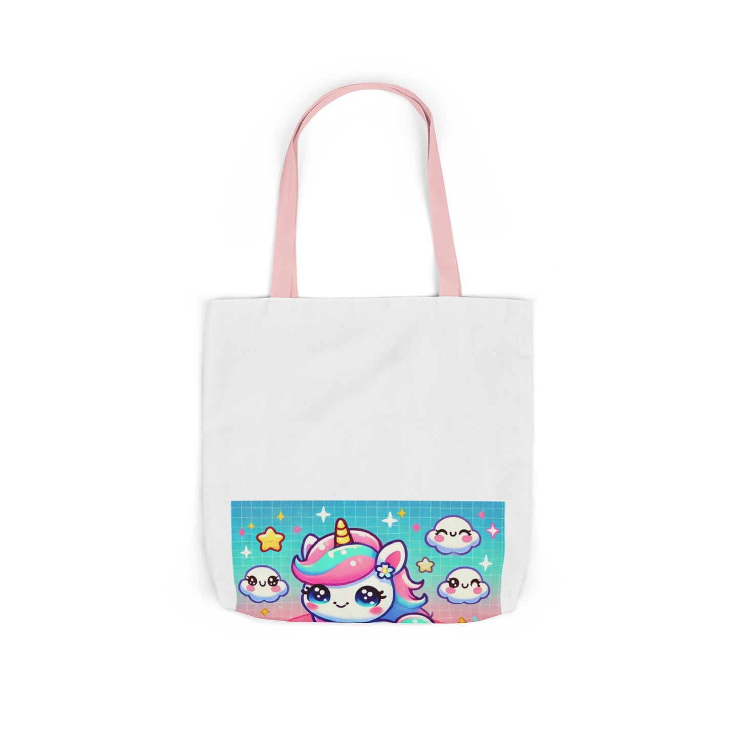 Pastel Rainbow Unicorn Cloud Kawaii Canvas Tote Bag