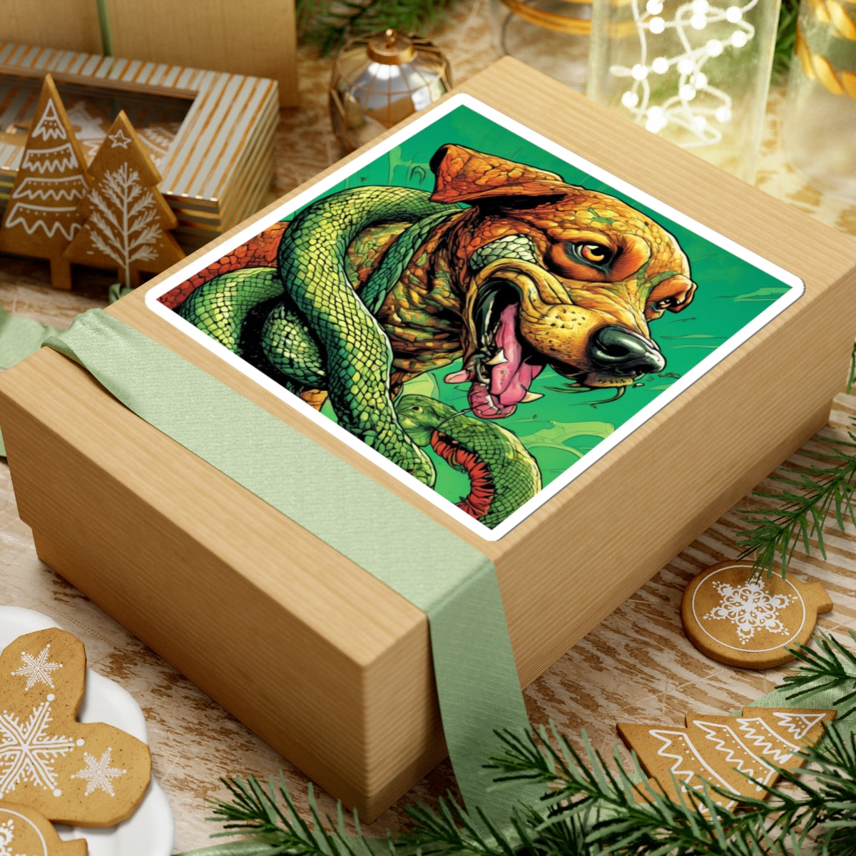 Serpent Guardian Dog Bold Fantasy Creature Sticker