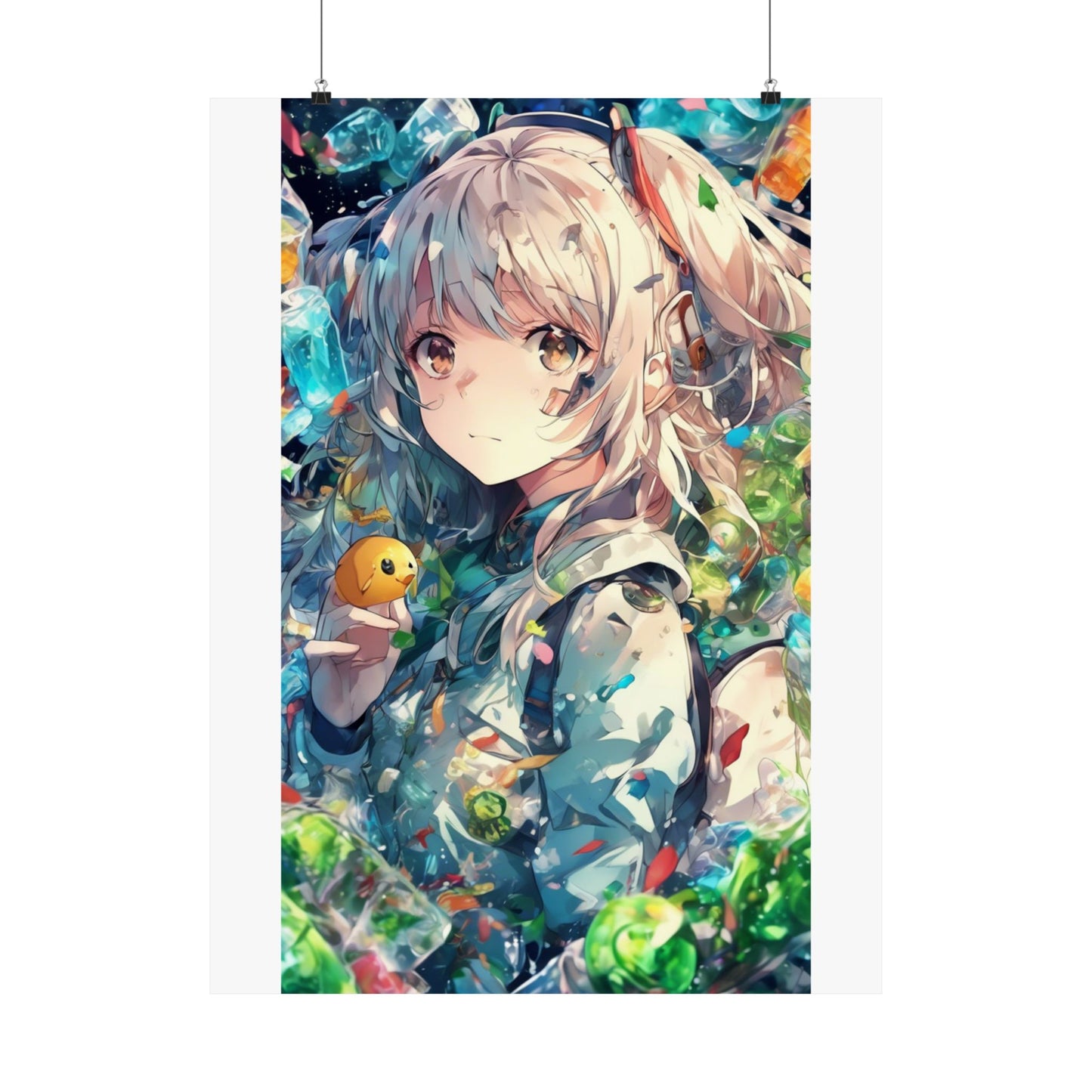 Crystal Bottle Anime Portrait Colorful Wall Poster