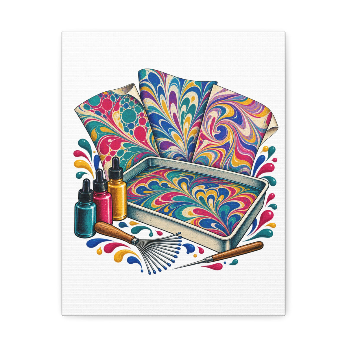 Colorful Paper Marbling Workshop Canvas