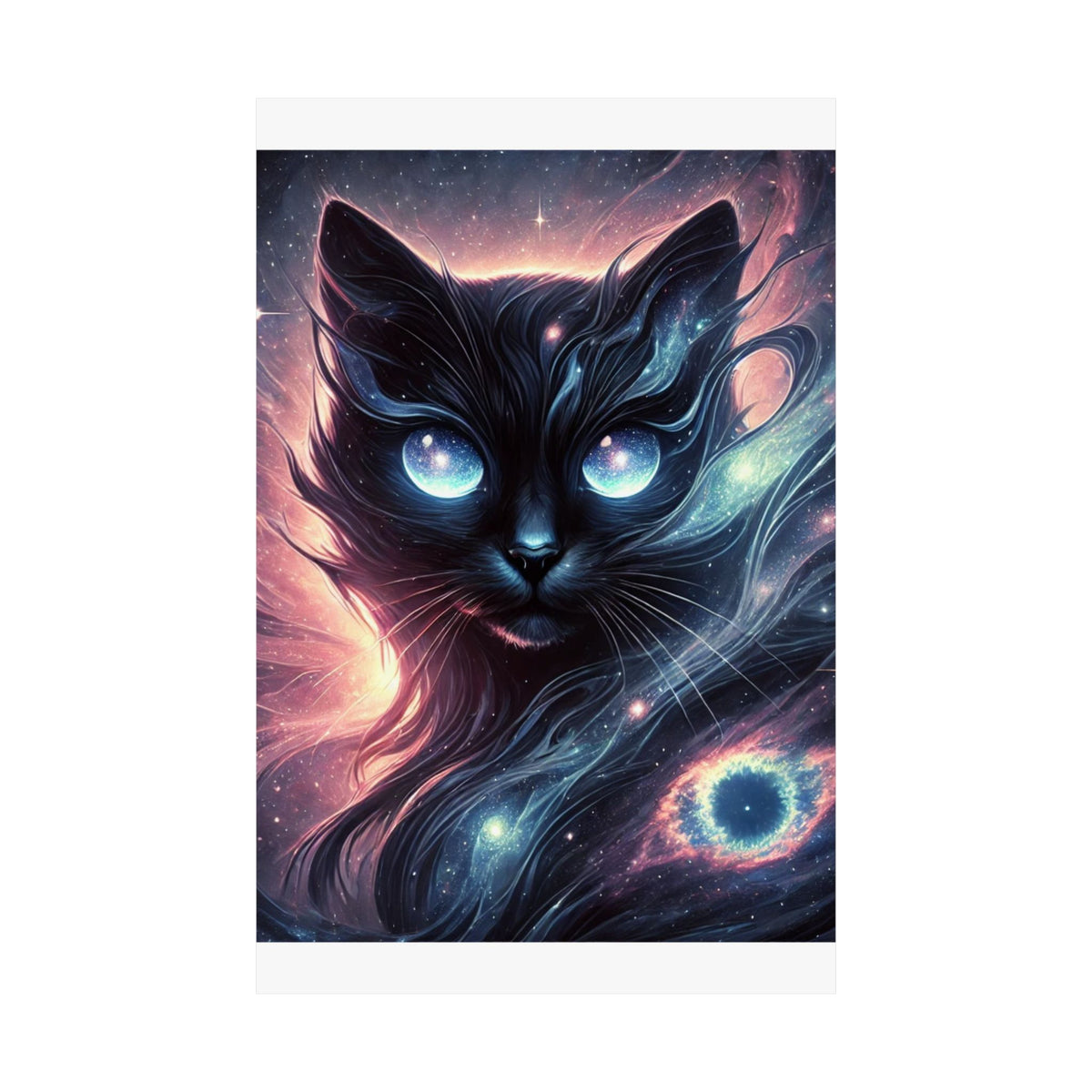 Cosmic Black Cat Galaxy Celestial Wall Art Poster