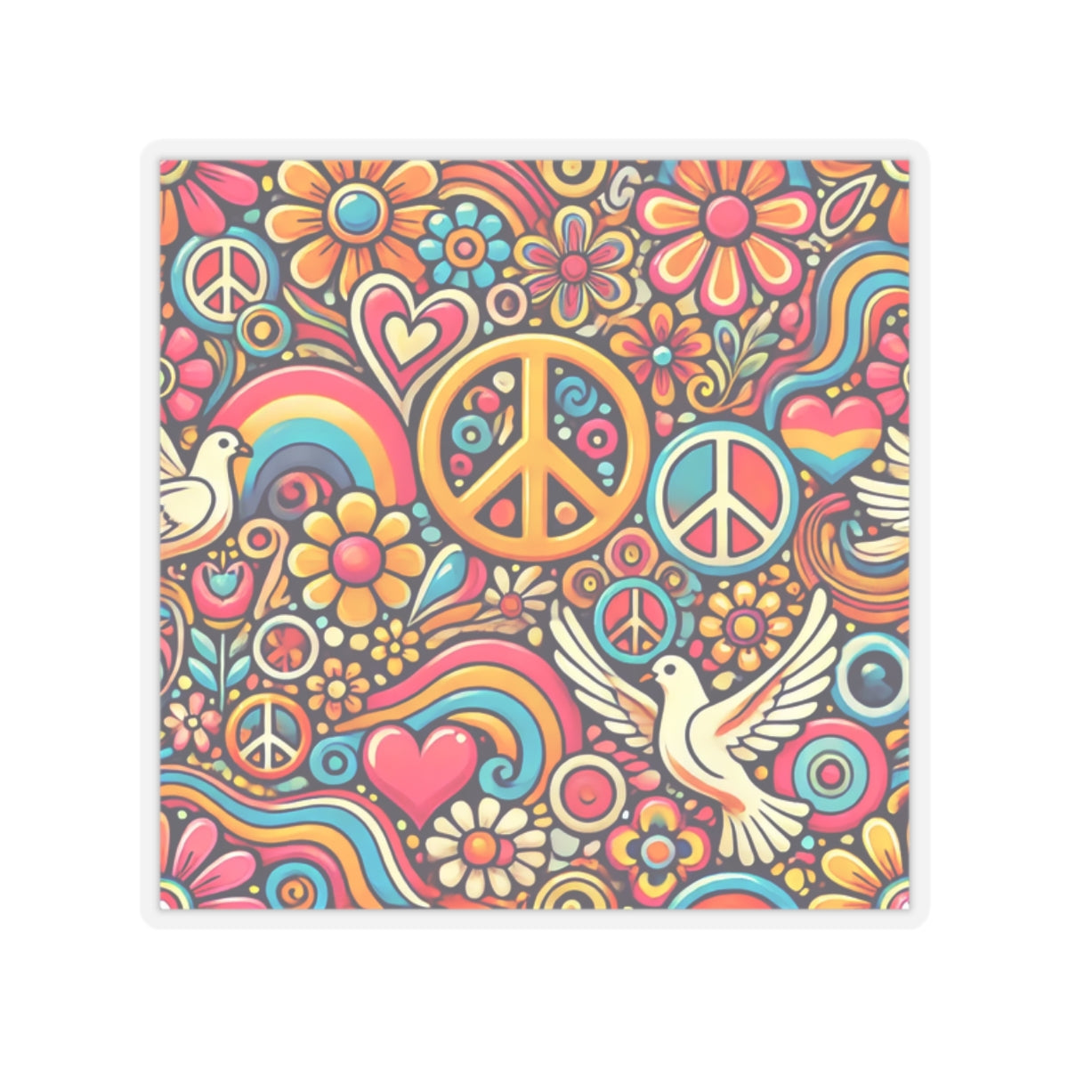 Colorful Peace Floral Pattern Sticker