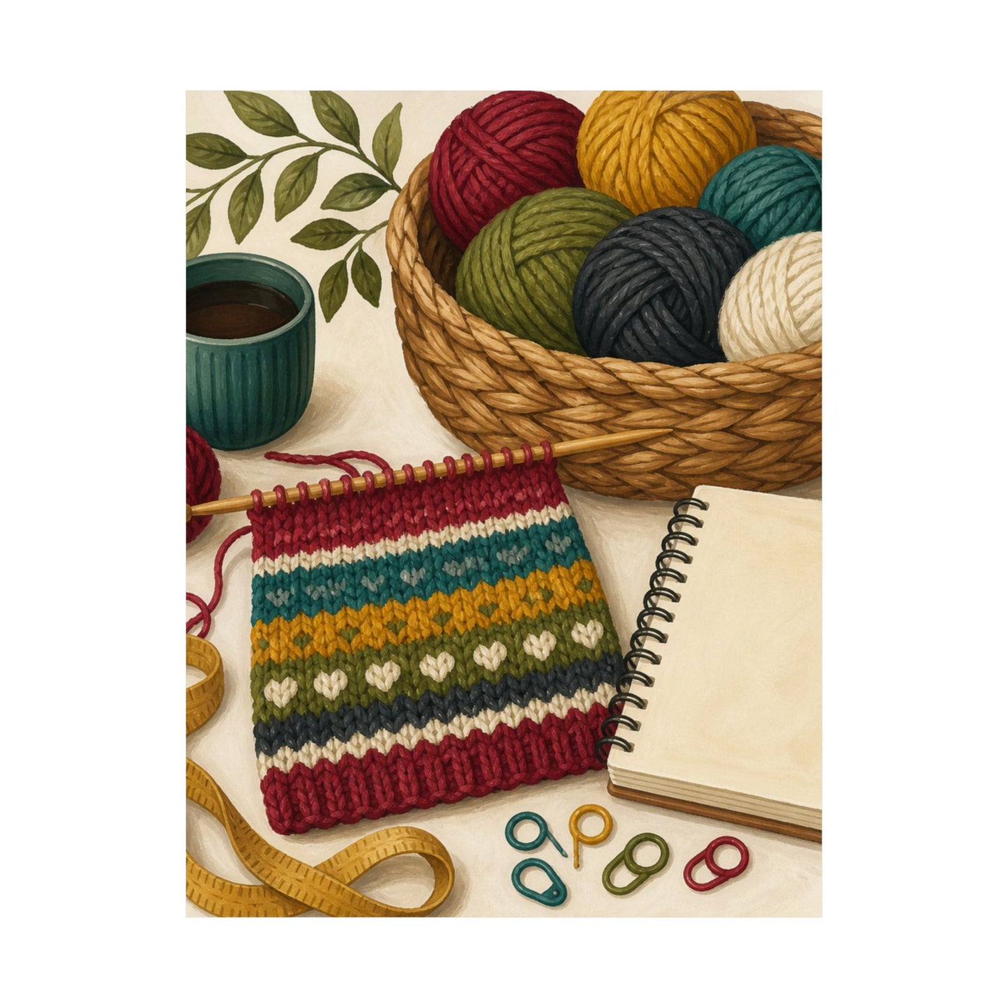 Cozy Knitting and Yarn Hobby Art Poster