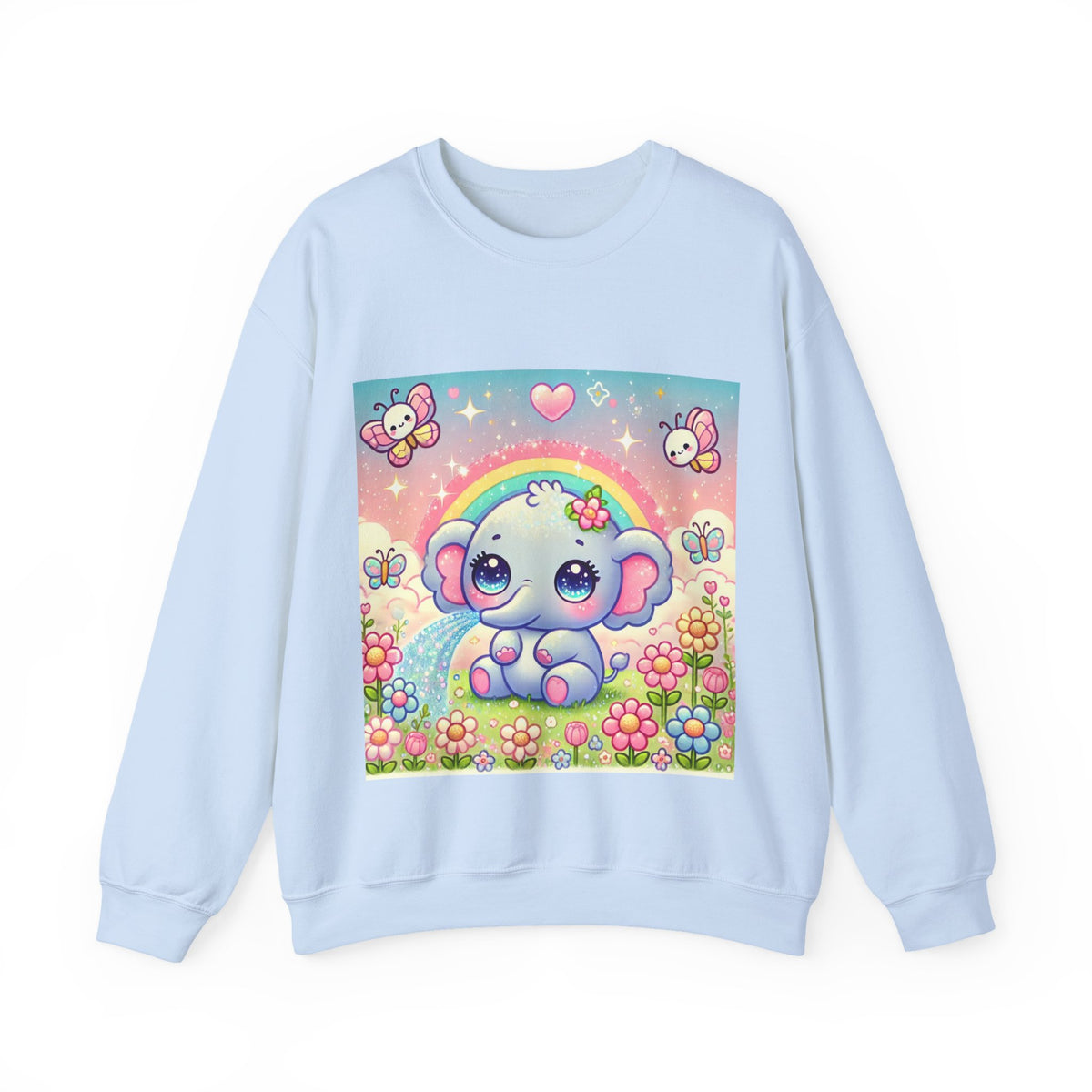 Pastel Rainbow Baby Elephant Floral Sweatshirt