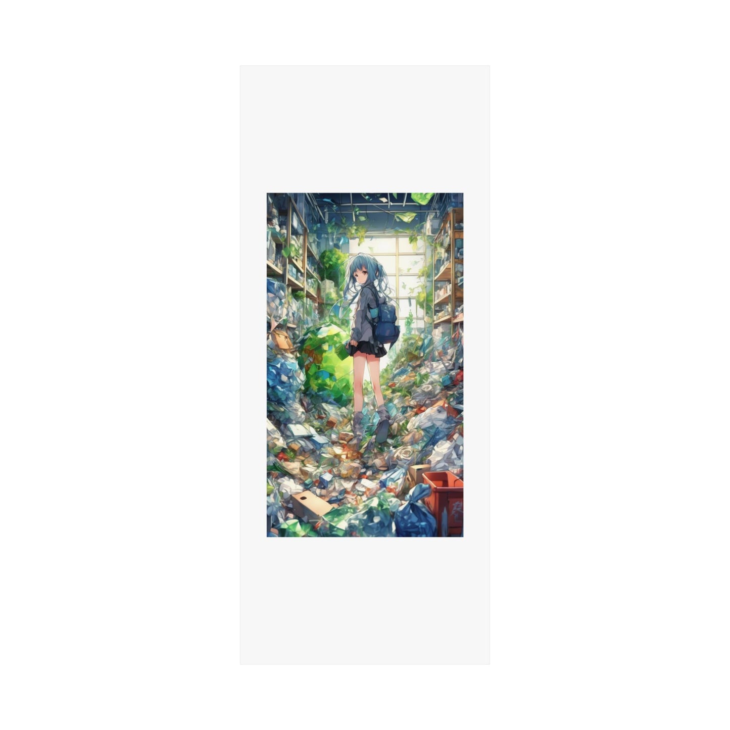 Green Recycling Alley Anime Girl Urban Green Poster