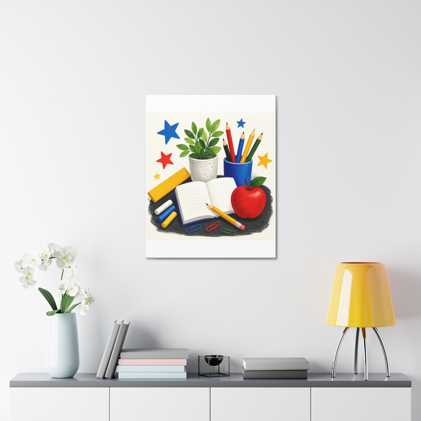 Colorful Classroom Supplies Teacher Appreciation Canvas Art