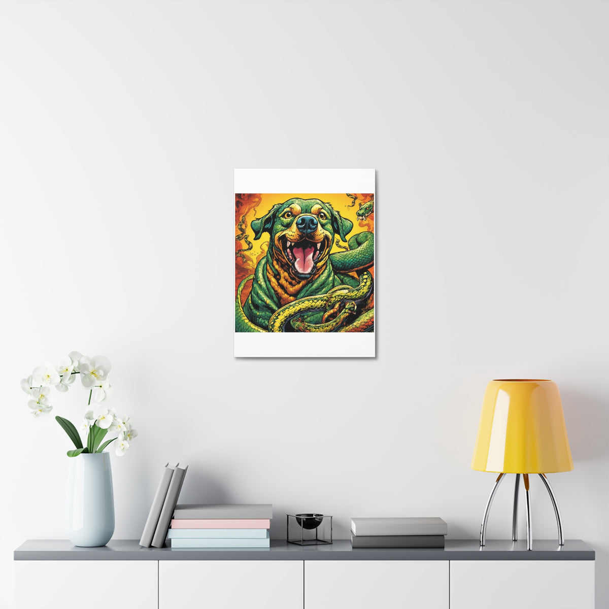 Surreal Serpent Hound Dark Fantasy Canvas Wall Art