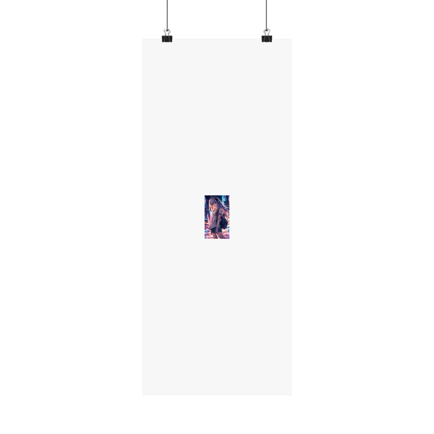 Anime City Night Heroine Portrait Neon Poster Art
