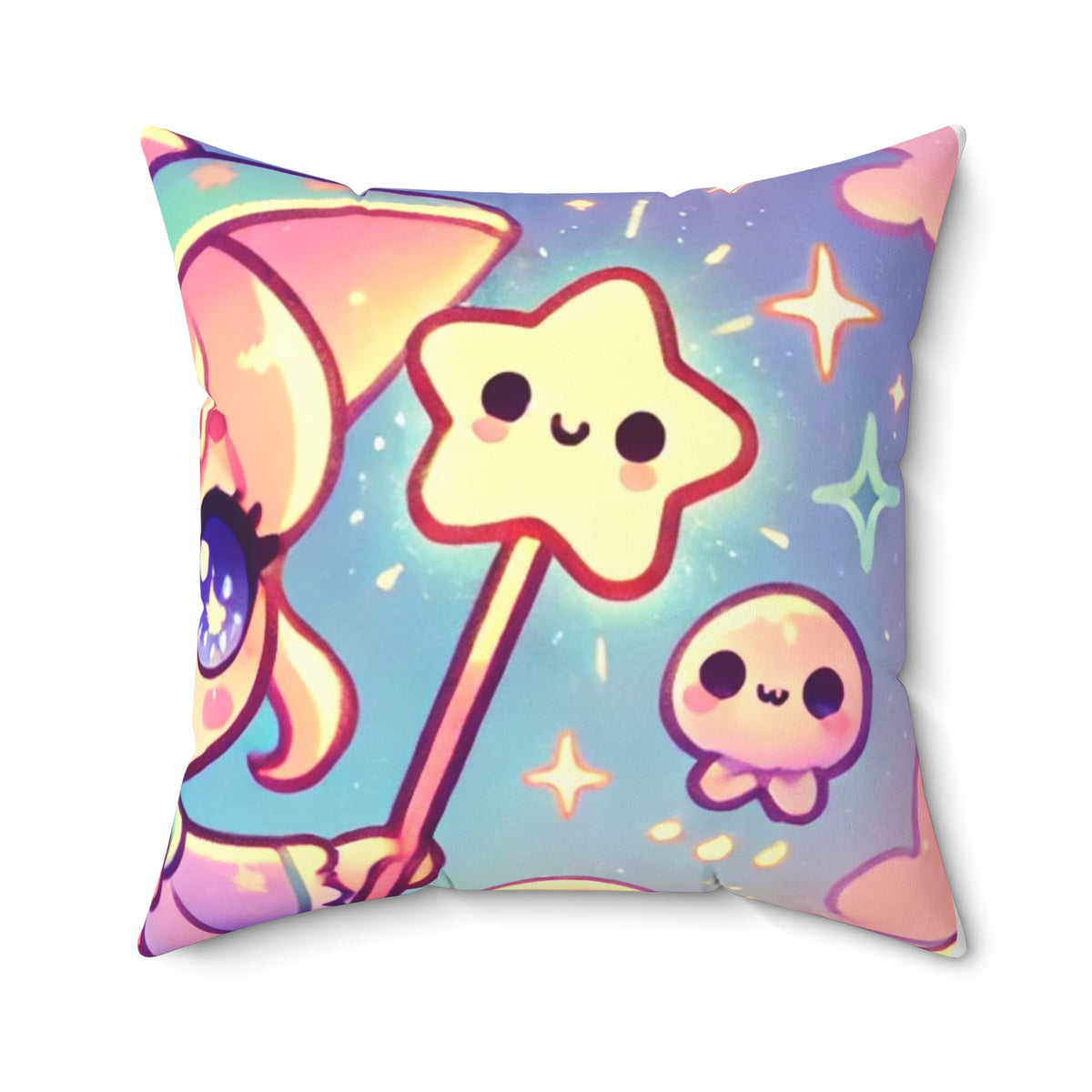 Kawaii Moon Wand Pastel Fantasy Decorative Pillow
