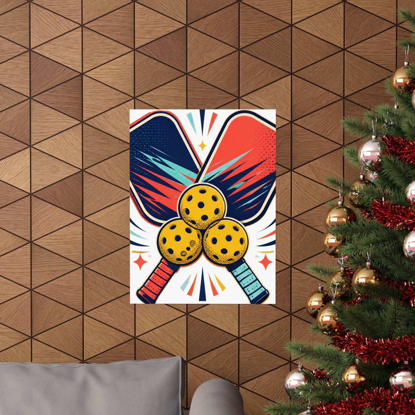 Retro Pickleball Paddles Recreational Sports Art Poster