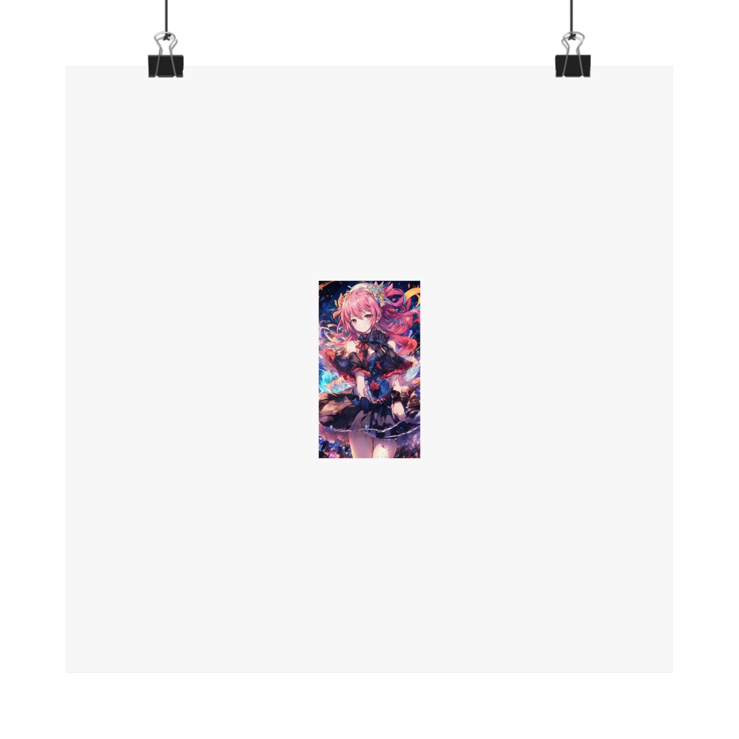 Pink Haired Fantasy Heroine Anime Portrait Poster Art