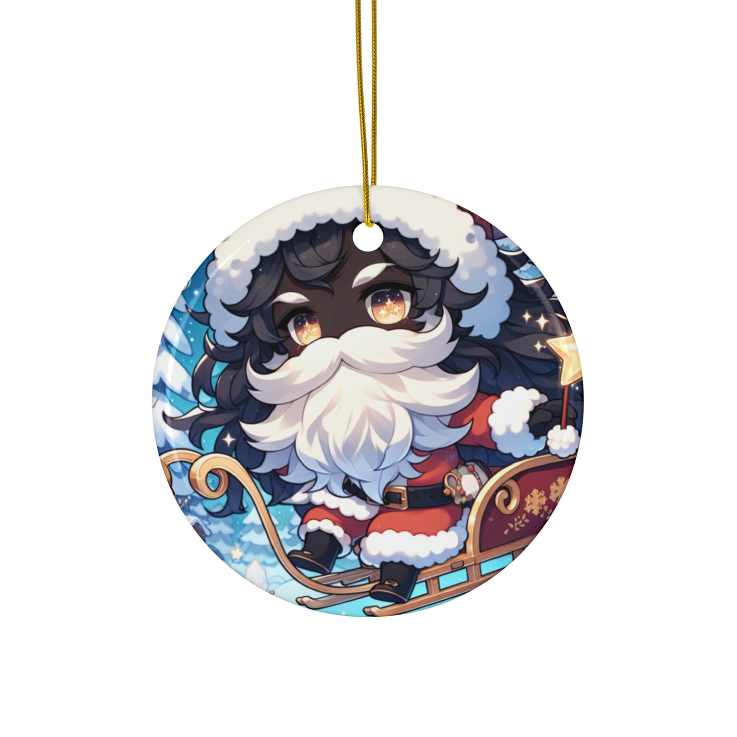 Ceramic Ornament - Anime Santa Christmas Decoration, Holiday Tree Ornament, Festive Home Decor, Unique Gift, Xmas Decor