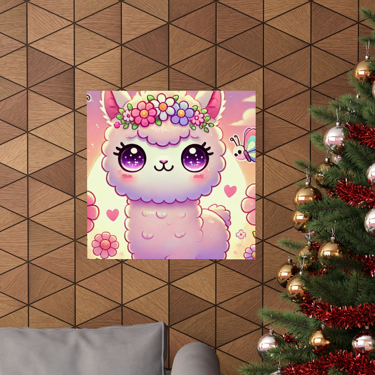 Pastel Floral Alpaca Garden Kawaii Wall Art Poster