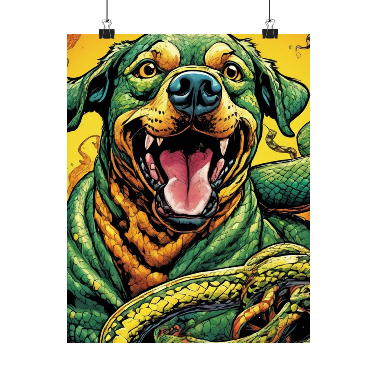 Surreal Serpent Hound Dark Fantasy Wall Art Poster