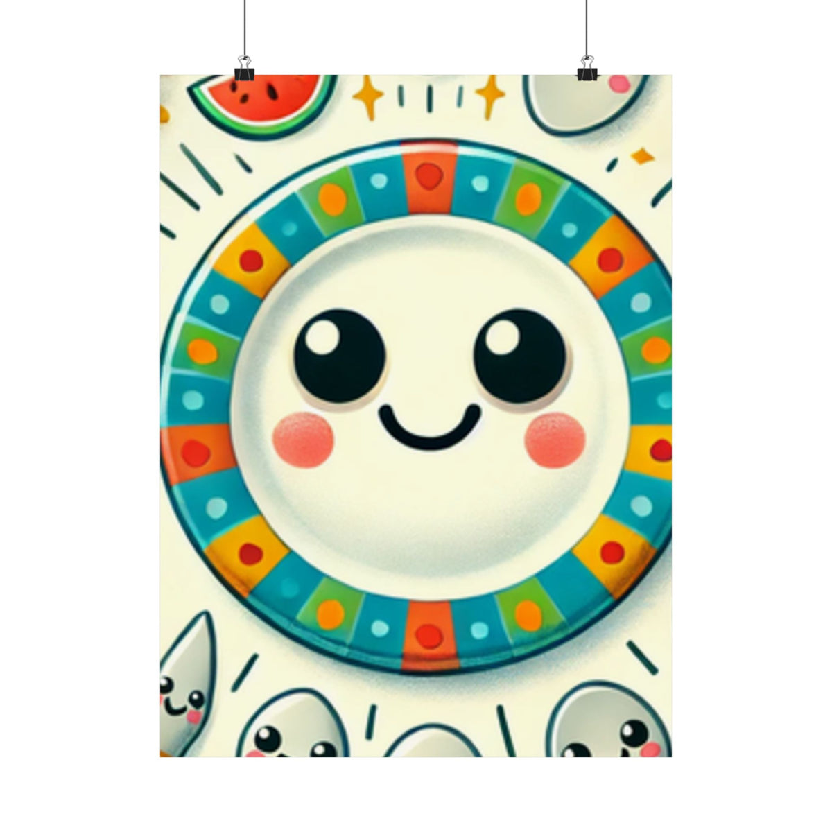 Happy Little Kitchen Club Kawaii Food Poster Kitchen Wall Art Decor