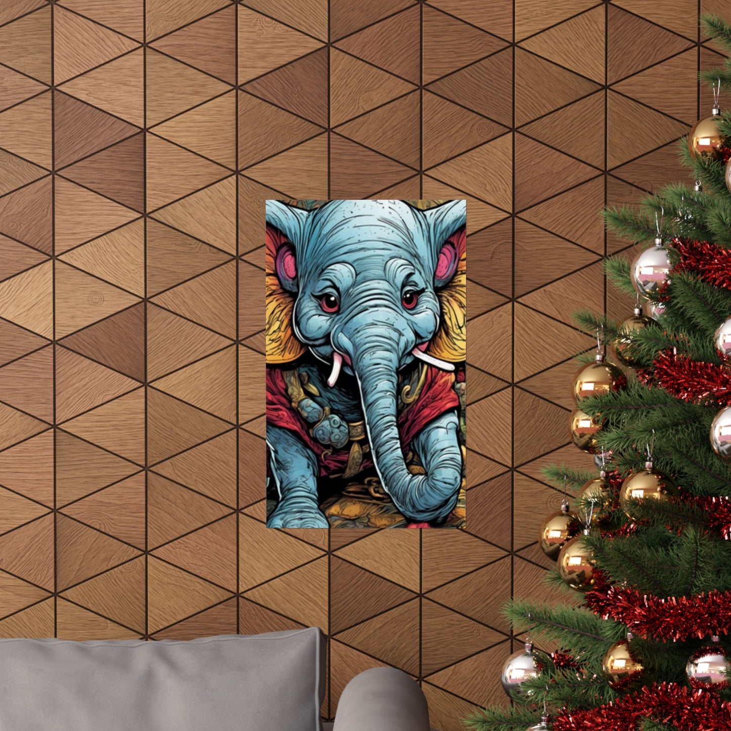 Colorful Elephant Garden Parade Wildlife Wall Art Poster