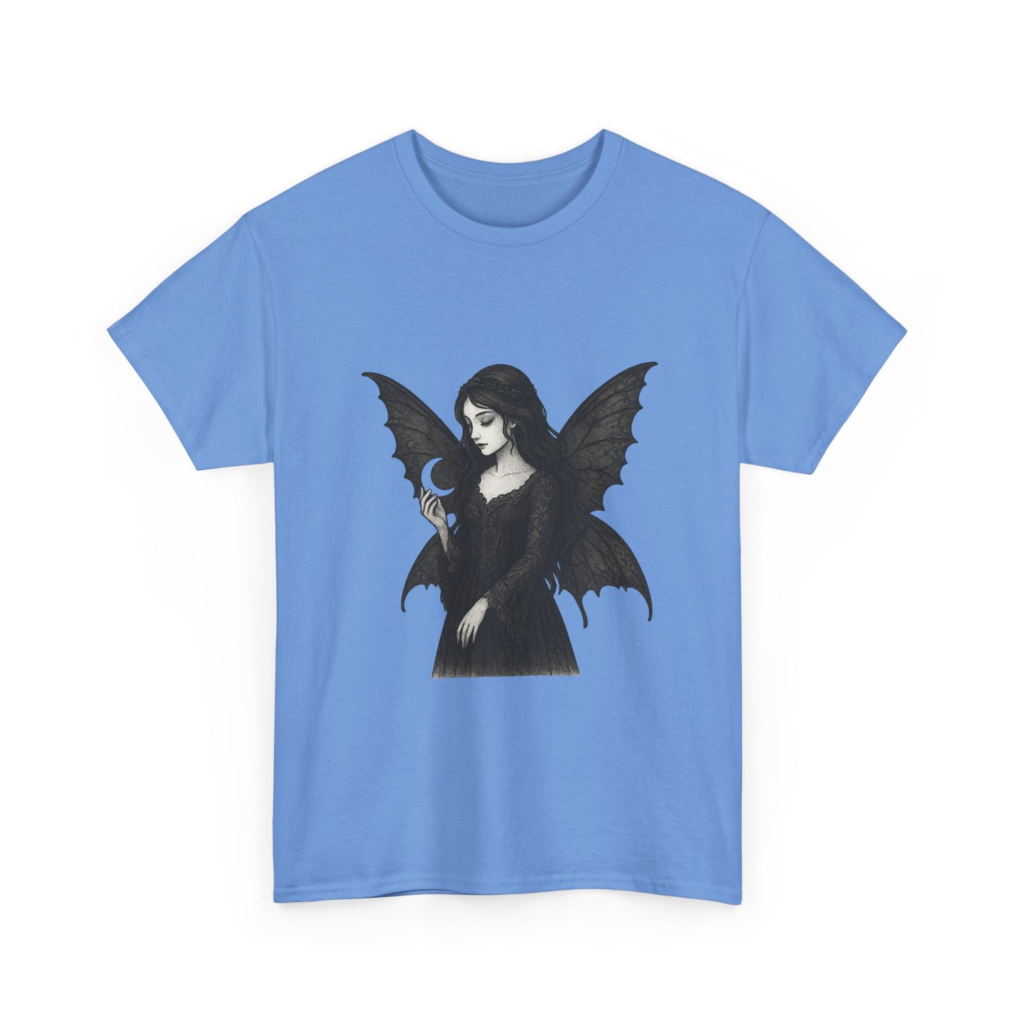 Gothic Fairy Tee, Unisex Cotton T-Shirt with Bat Wings, Forest Aesthetic Shirt, Perfect for Halloween, Casual Wear, Emo Witch