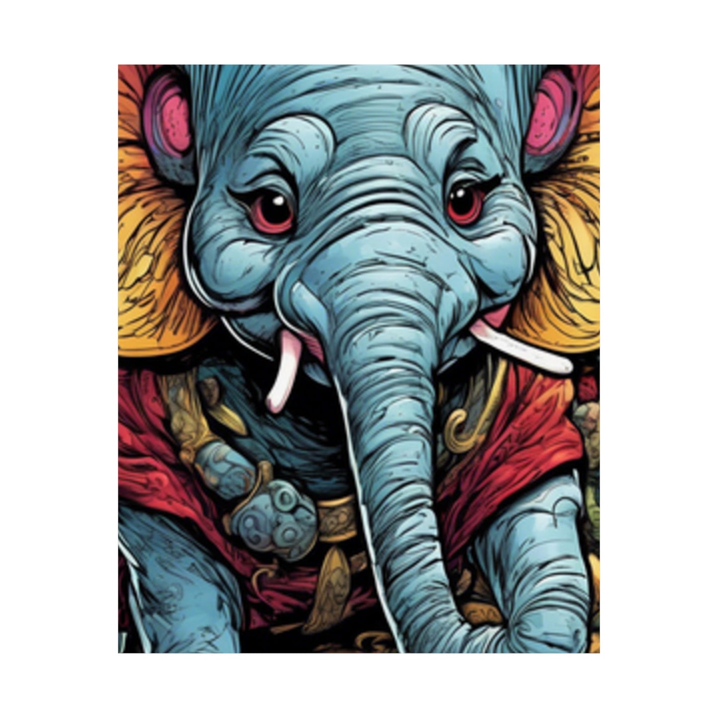 Colorful Elephant Garden Parade Wildlife Wall Art Poster