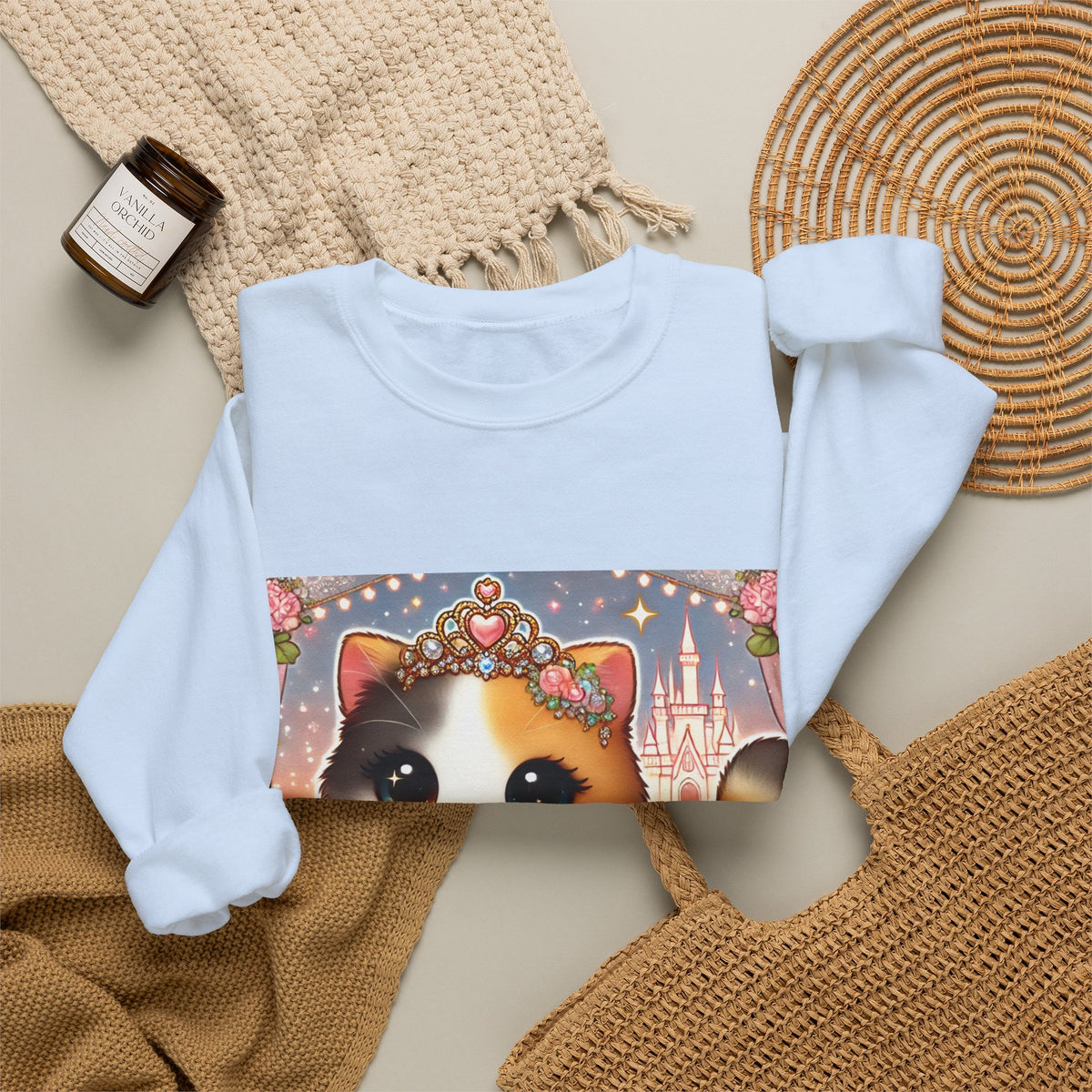 Pastel Princess Calico Cat Fantasy Sweatshirt