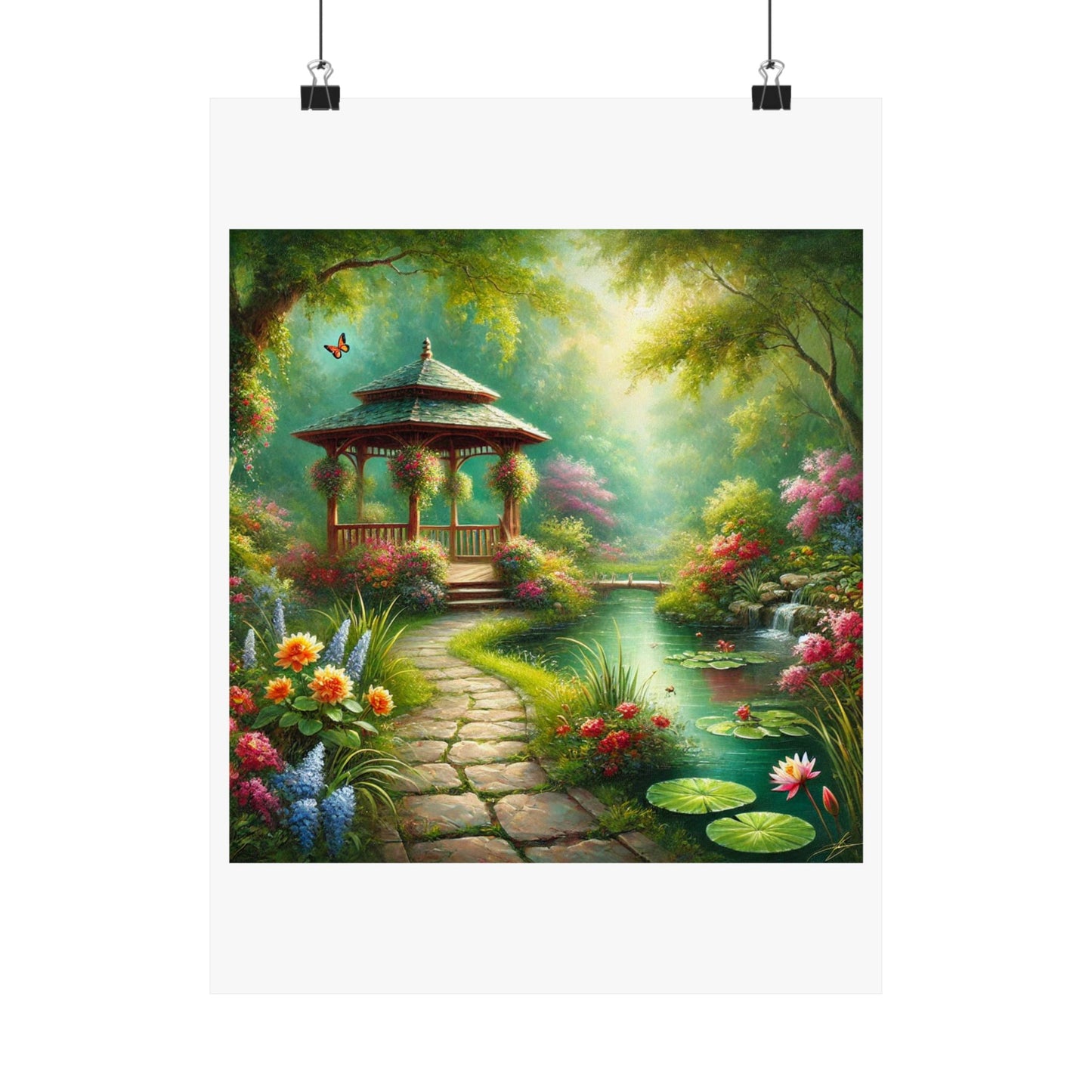 Spring Garden Gazebo Floral Landscape Poster