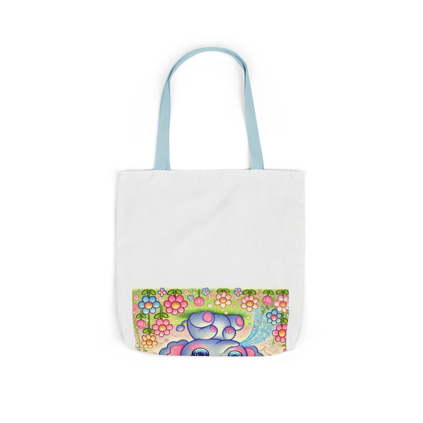 Pastel Rainbow Baby Elephant Floral Canvas Tote Bag