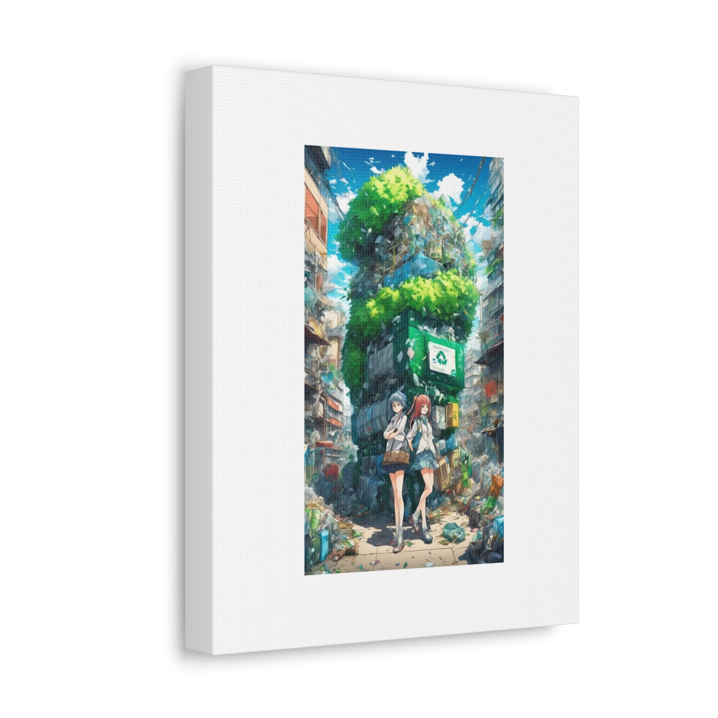 Urban Recycling Anime Friends Eco City Canvas Print