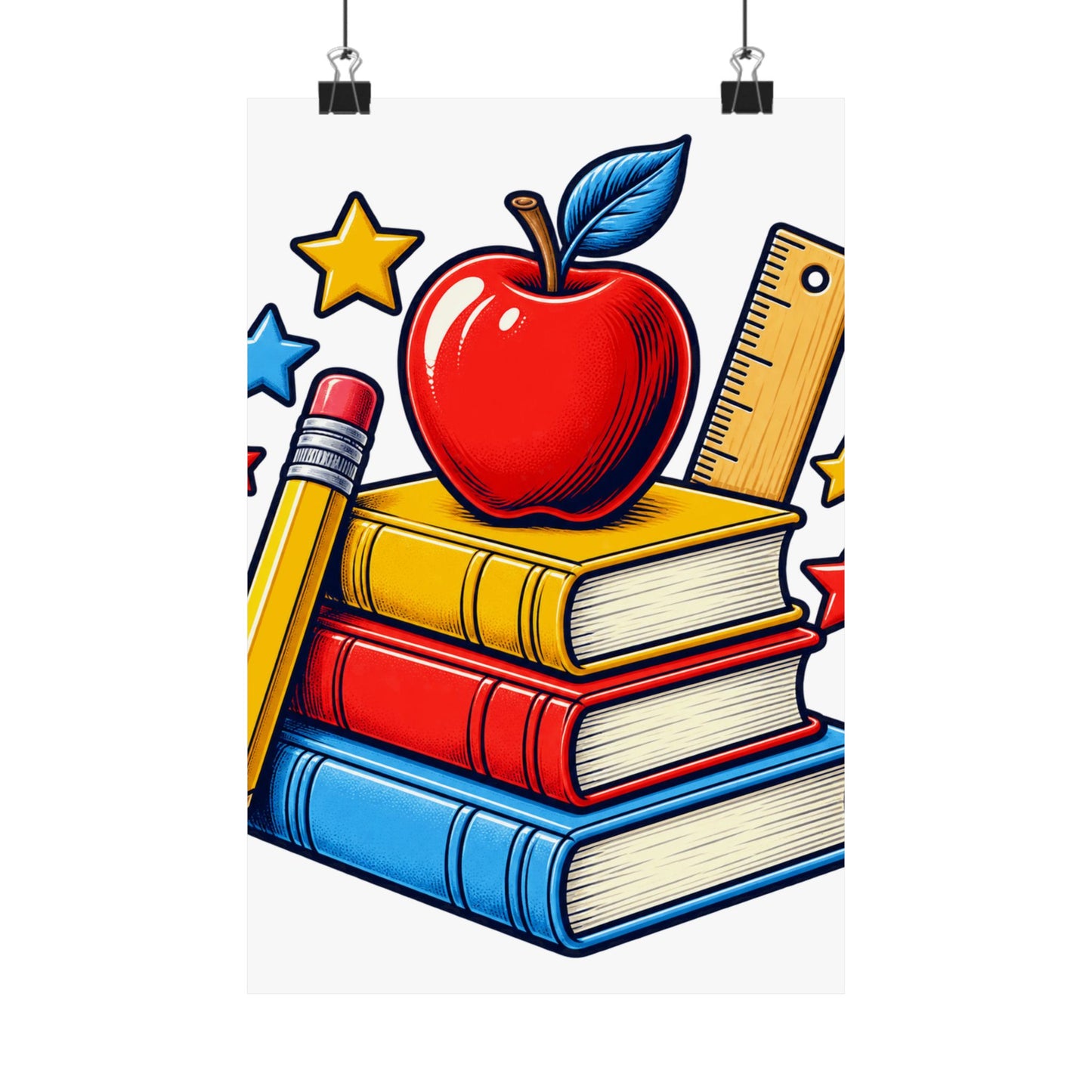 Retro School Books Apple Teacher Appreciation Art Poster