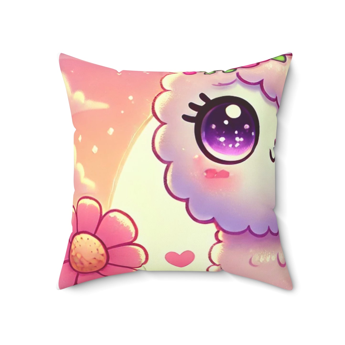 Pastel Floral Alpaca Garden Kawaii Decorative Pillow
