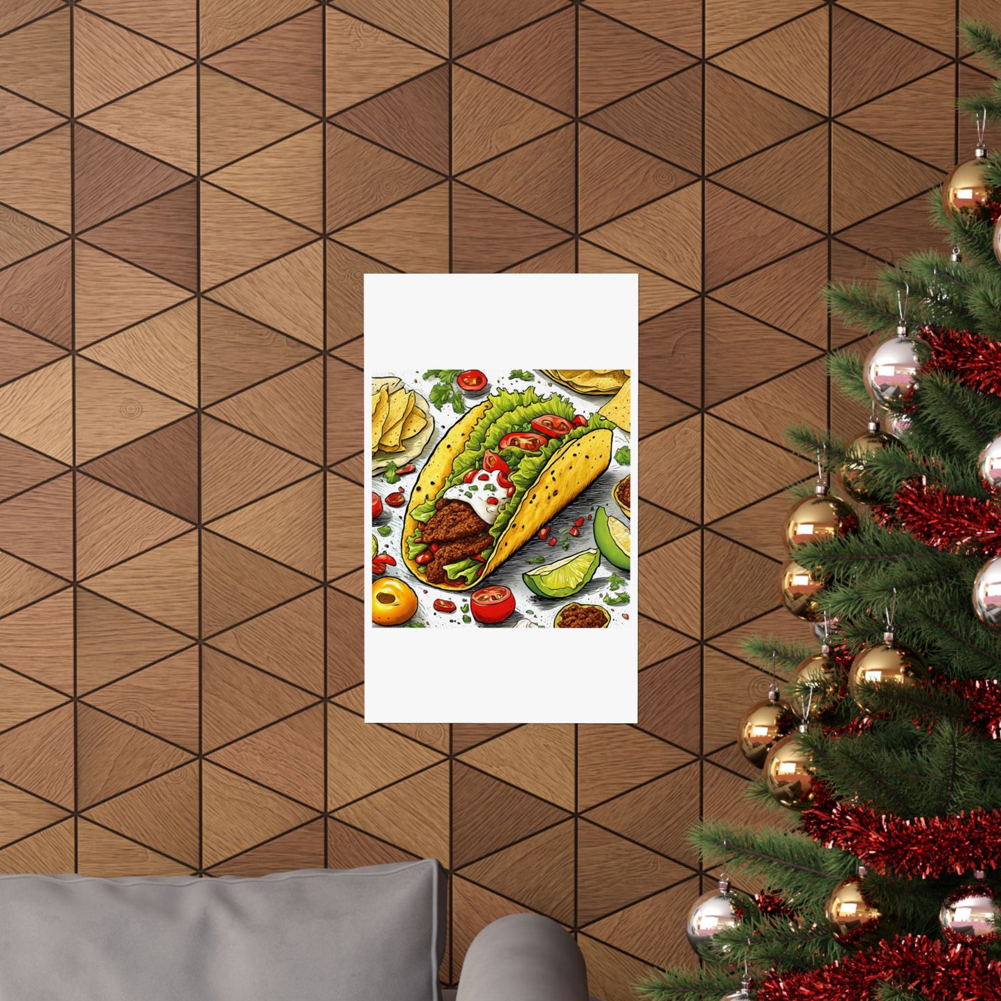 Bold Taco Illustration Foodie Gift Art Poster
