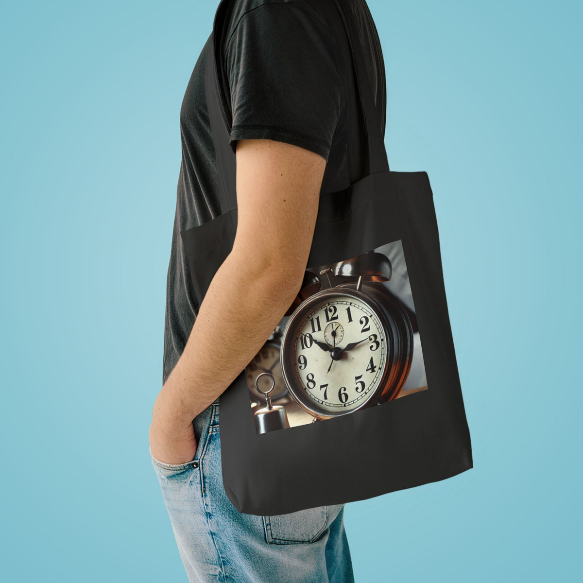 Vintage Alarm Clock Morning Routine Timekeeper Tote Bag