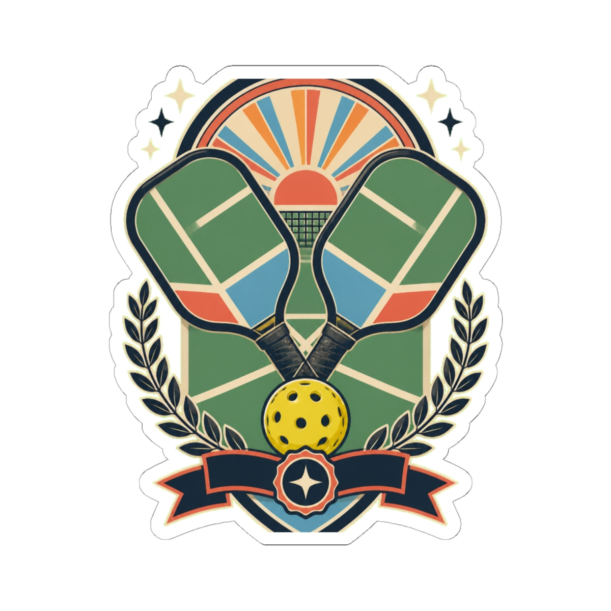 Retro Pickleball Court Club Sport Sticker