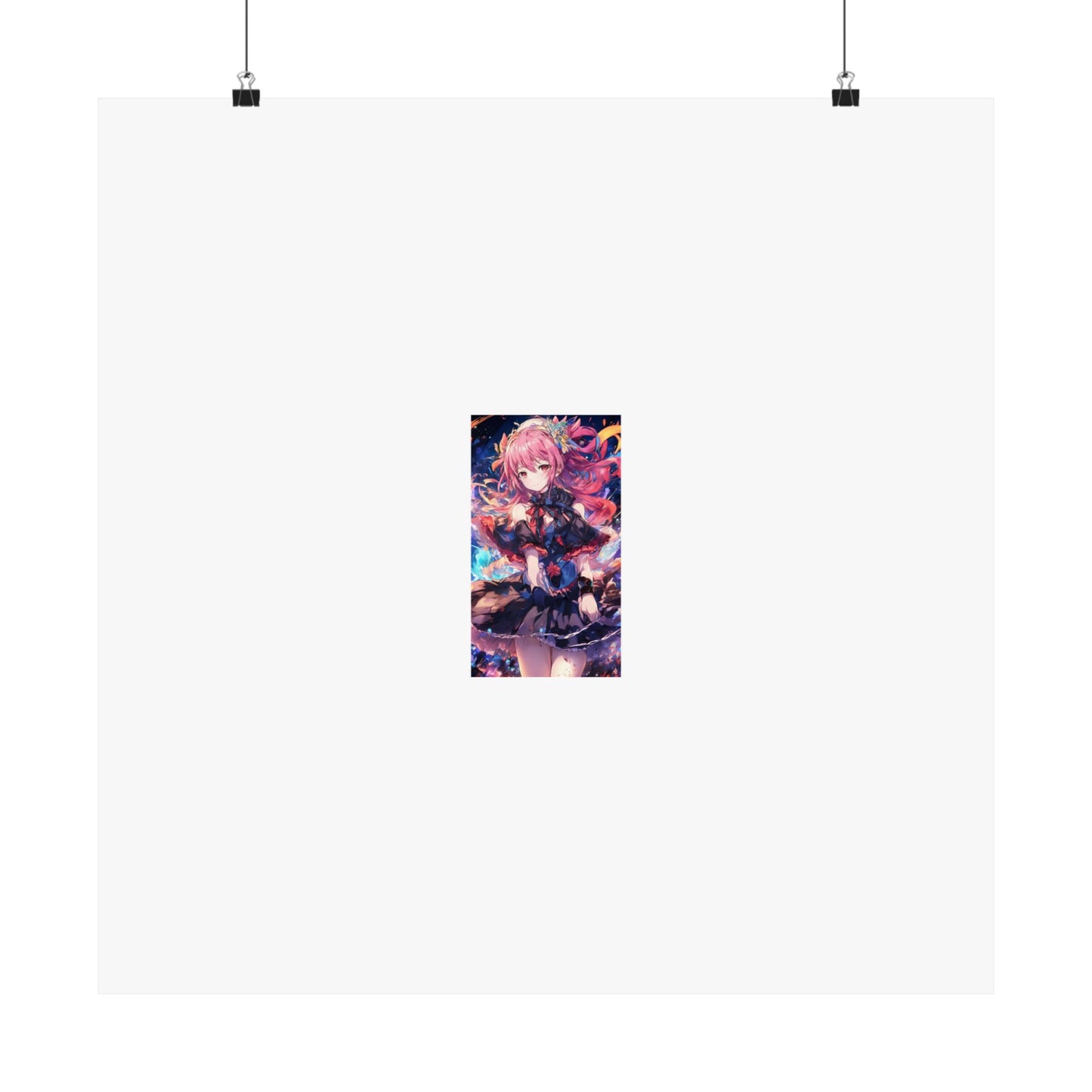 Pink Haired Fantasy Heroine Anime Portrait Poster Art