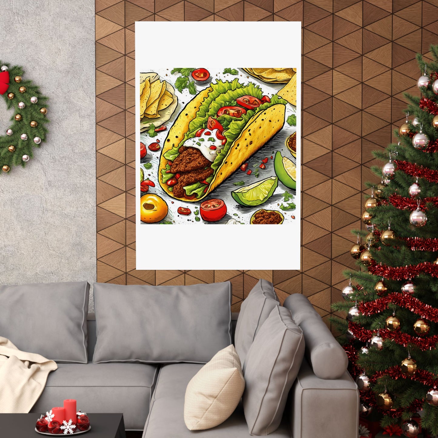 Bold Taco Illustration Foodie Gift Art Poster