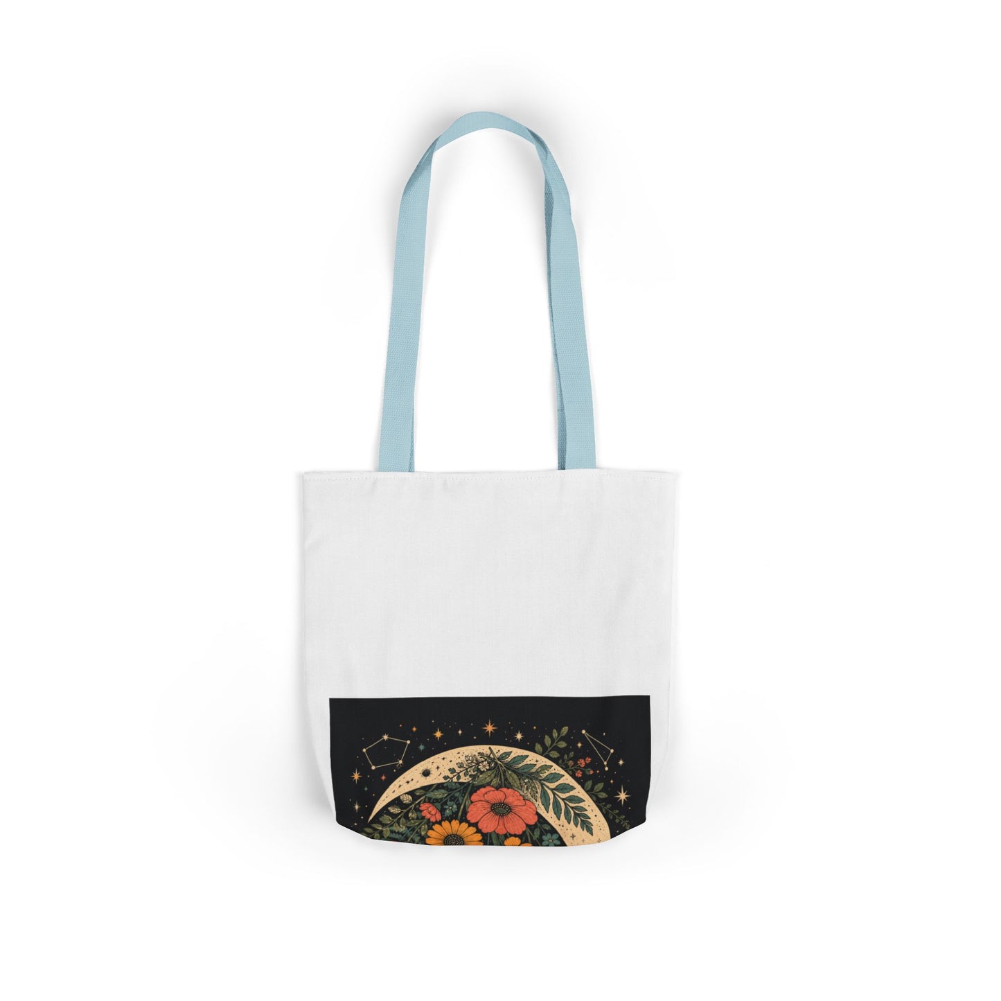 Celestial Wildflower Crescent Moon Botanical Tote Bag
