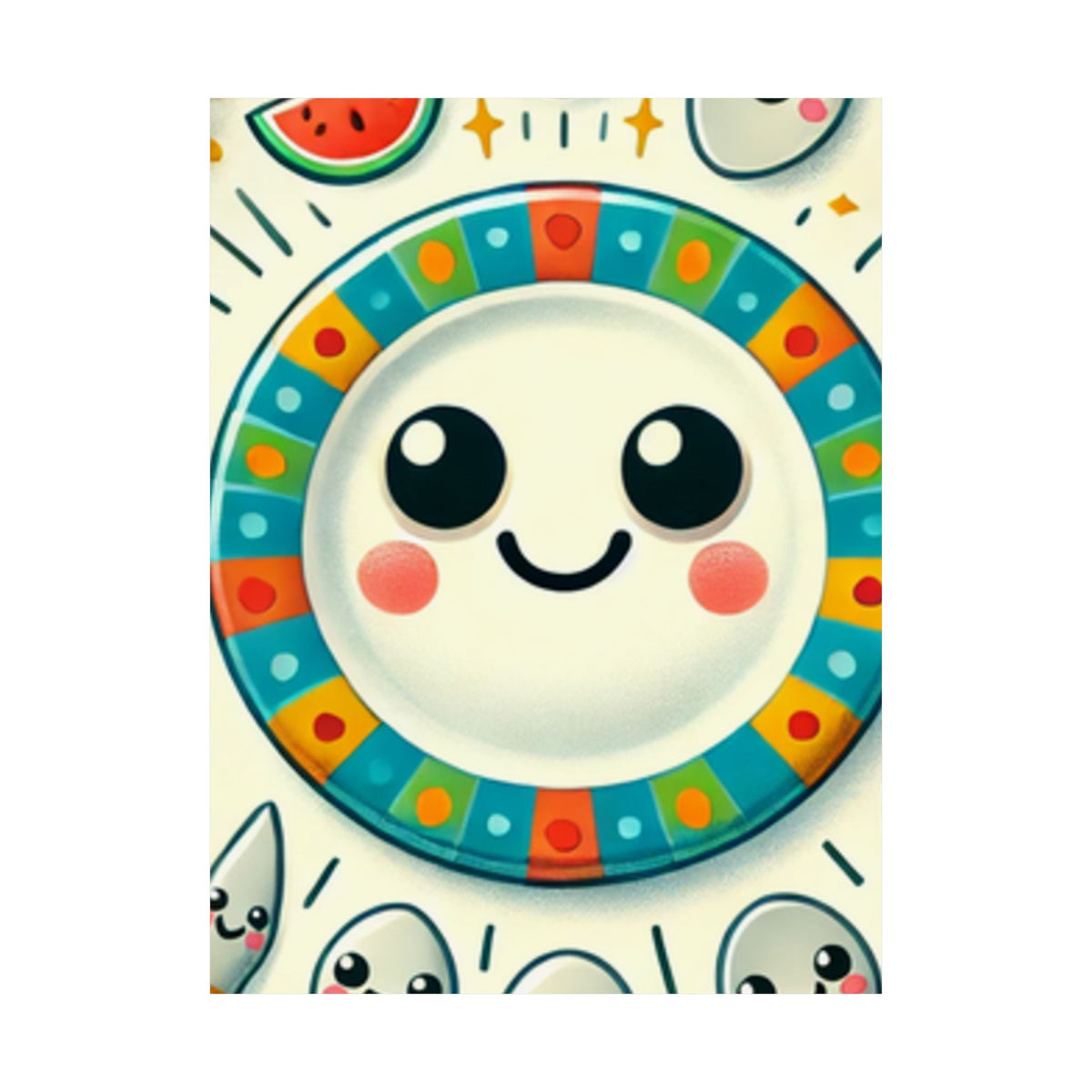 Happy Little Kitchen Club Kawaii Food Poster Kitchen Wall Art Decor