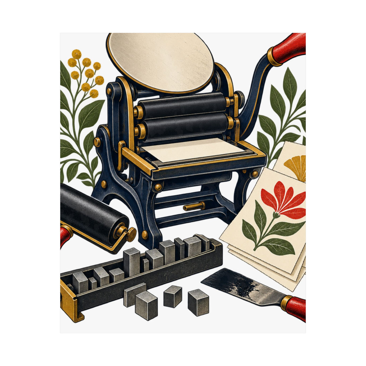 Botanical Letterpress Printshop Poster
