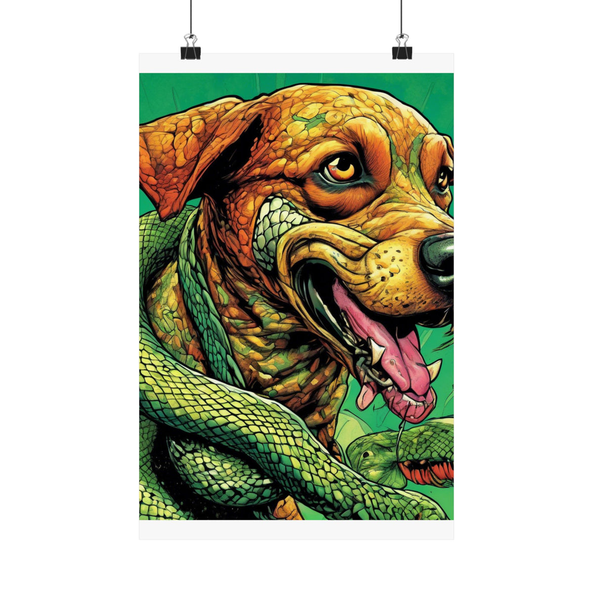 Serpent Guardian Dog Bold Fantasy Creature Art Poster