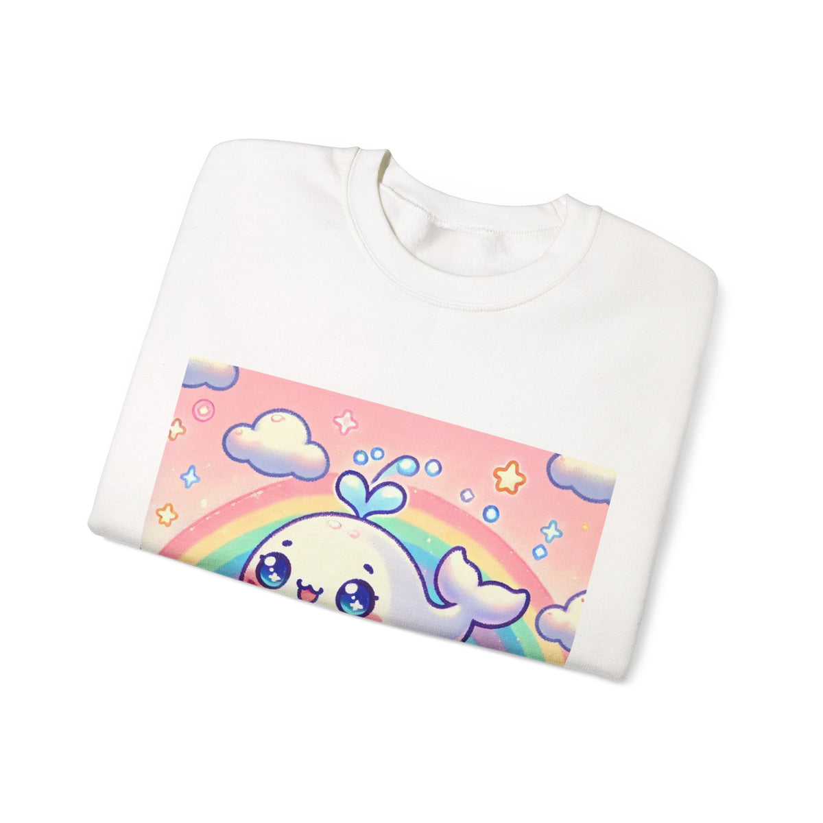 Kawaii Rainbow Whale Pastel Cloud Sweatshirt