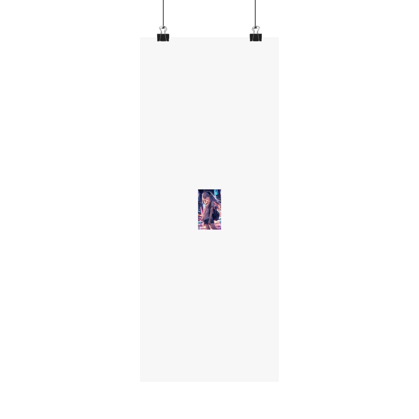 Anime City Night Heroine Portrait Neon Poster Art