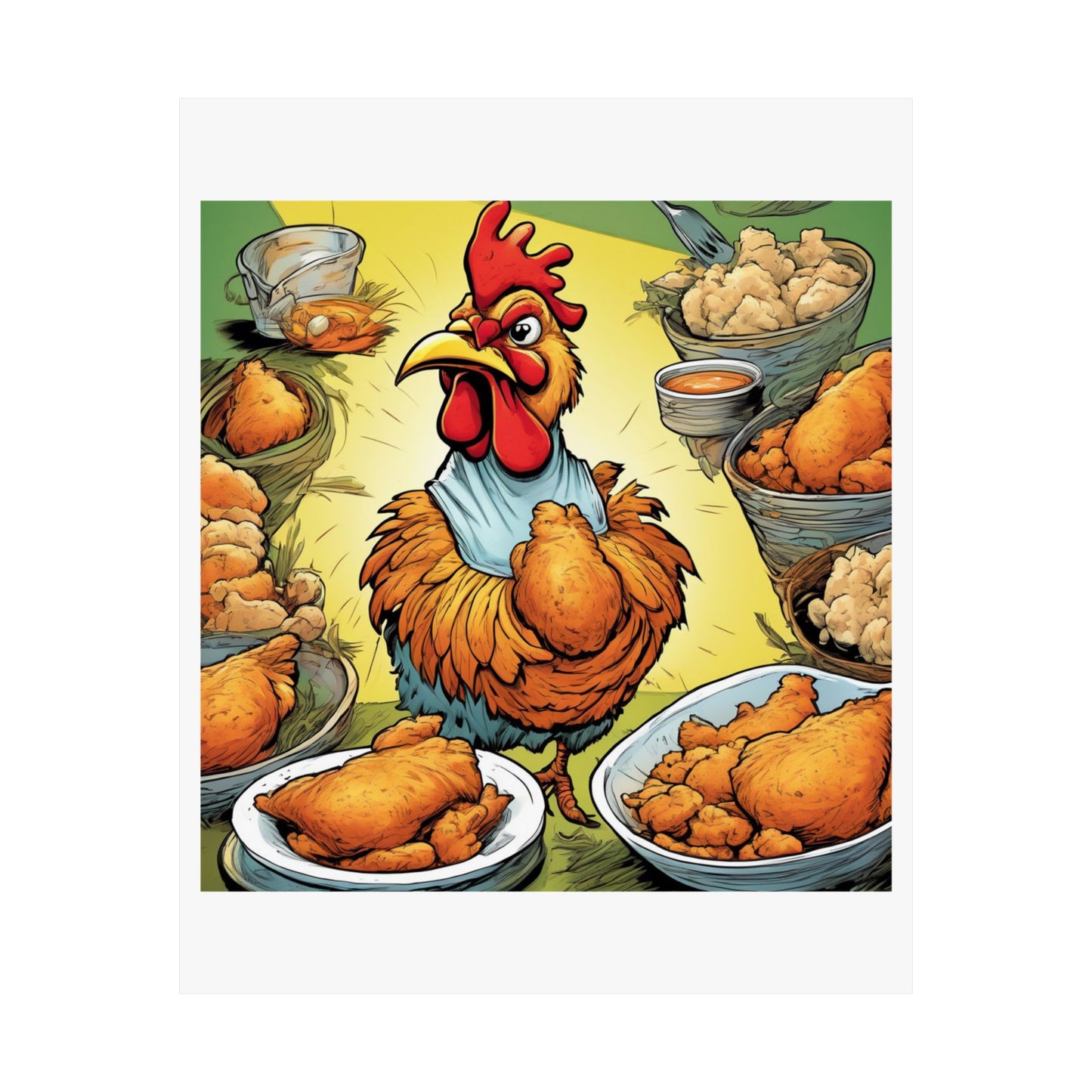 Funny Chicken Fried Food Comfort Food Art Poster