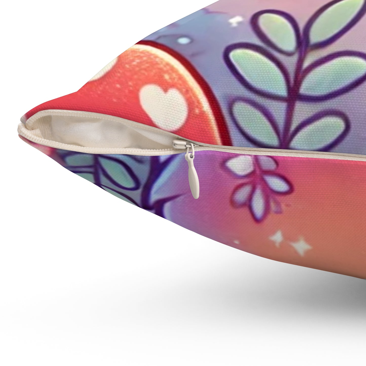 Pastel Woodland Fox Mushroom Kawaii Decorative Pillow