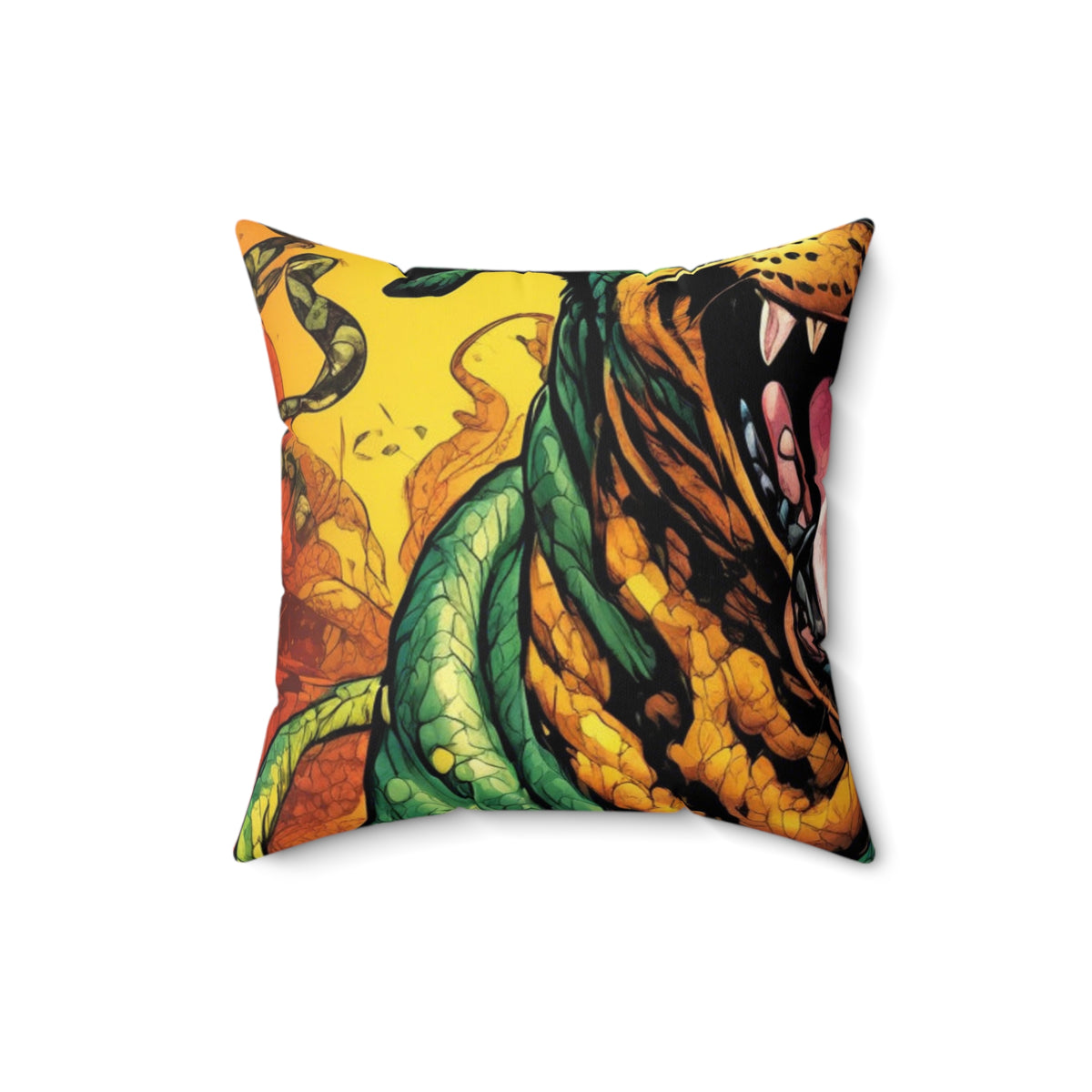 Surreal Serpent Hound Dark Fantasy Decorative Pillow
