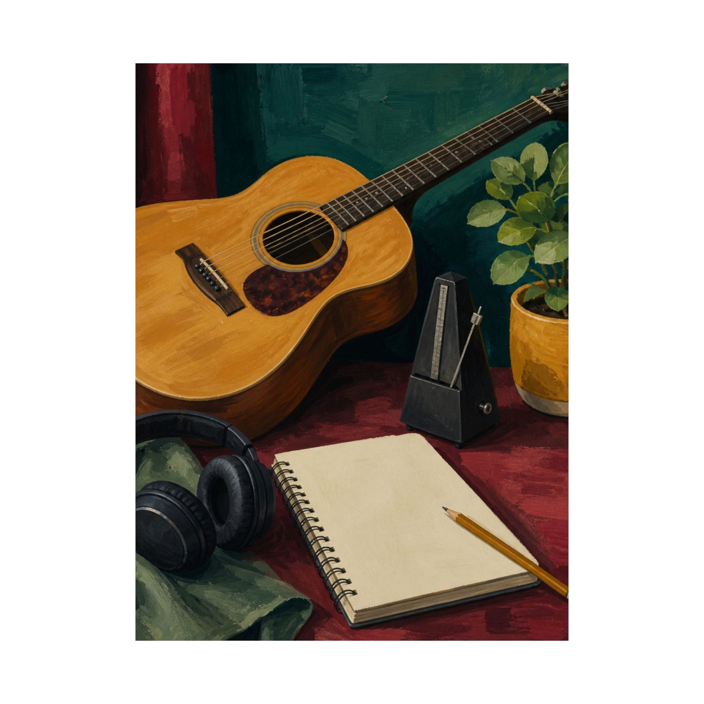 Cozy Acoustic Music Practice Art Poster